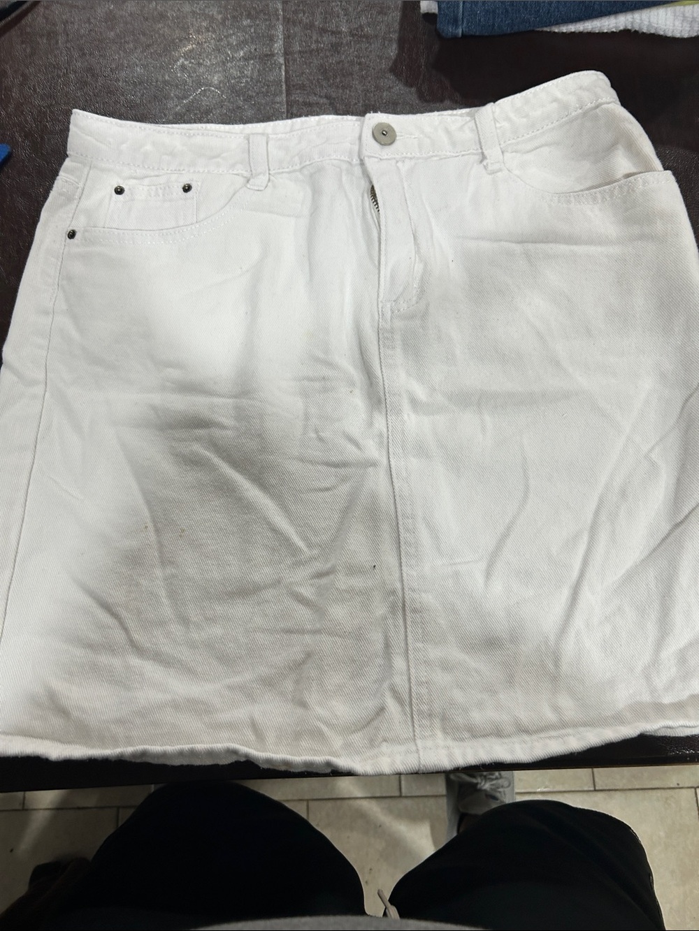Classic White Denim Mini Skirt - Clean A-Line Style